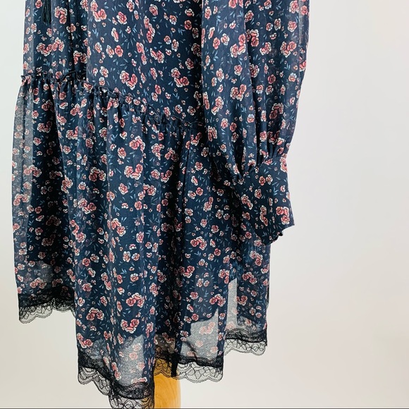 See By Chloe Floral Haze Lace Trim Dress Sz 42 - Picture 9 of 14